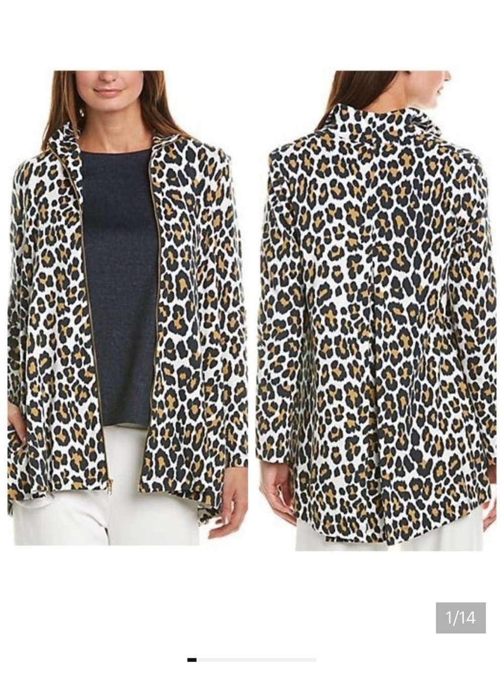 Jude Connally Leopard Print Zip Front Jacket XL